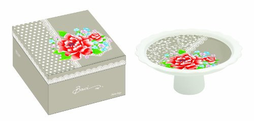 Baci Milano - Alzatina in Porcellana per Torta, Colore: Beige