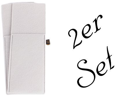 2er Set Bestecktaschen aus Filz in silbergrau (und weitere Farben wählbar), Edel und elegant, waschbar