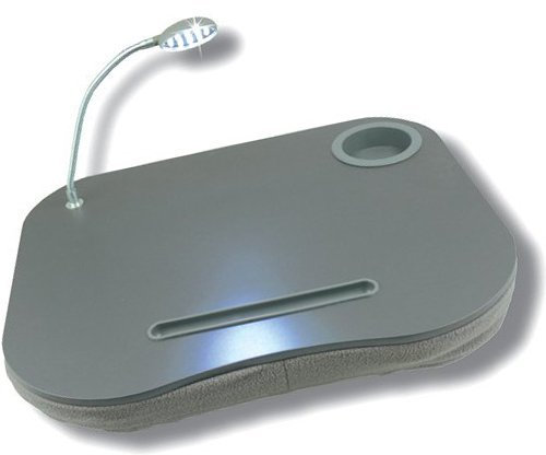 CostMad Laptop Notebook Computer Cushion Portable Reading Craft Lap Top Tray Table with 5 LED Lights & Cup Holder For Up To 15.4 Laptops (Grey)