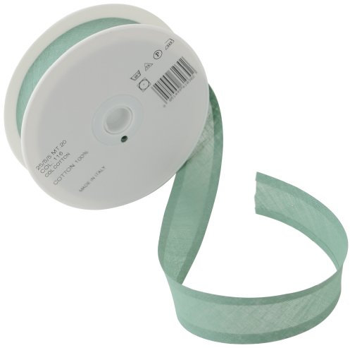 Inastri 25/5/5 mm Baumwollschrägband, salbeigrün