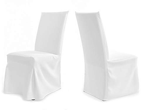 TexDeko Universal Stuhlhussen für extra hohe Lehne bis 112cm - Paris Plus (Weiss)