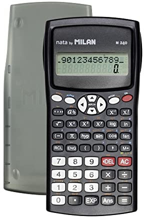 Milan 159110KBL - Calculadora científica con pantalla LCD de 2 líneas