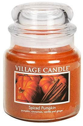 Village Candle Duftkerze im Glas, Duft: Spiced Pumpkin, mittelgroß, 454 g
