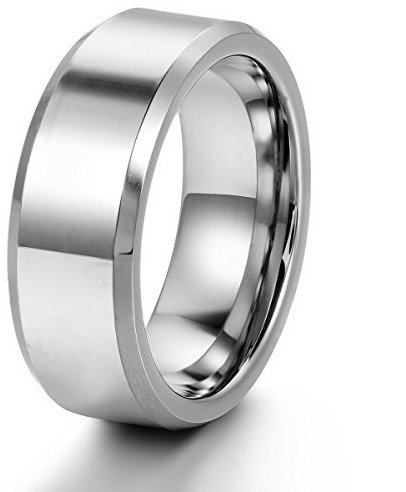 JewelryWe Schmuck 8mm Breite Herren-Ring, Verlobungsring, Wolframcarbid Ring, Engagement Hochzeit Band Größe 63