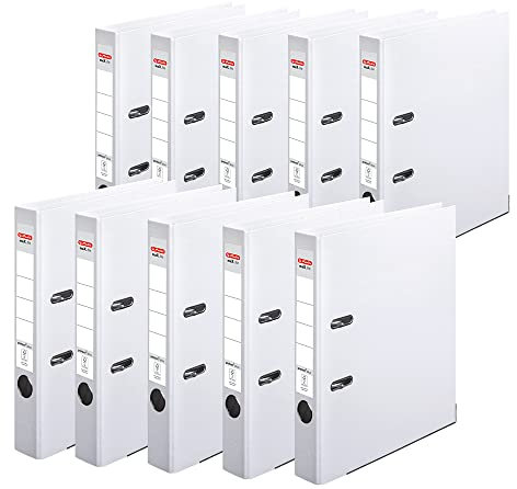 herlitz 10834786 Ordner maX.file protect+, A4, Rückenbreite: 5cm, Voll-PP-Folienbezug, weiß, 10 Stück