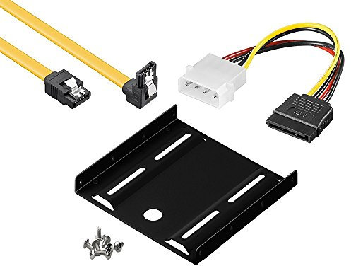 baytronic Einbauset Einbaurahmen für 2,5 Festplatten/SSD's auf 3,5 Adapter Mounting Frame Halterung Schienen inkl. 30cm SATA Kabel gewinkelt + 4Pin Sata Adapter