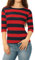 Allegra K Women's Elbow Sleeves Top Casual Boat Neck Slim Fit Stripe T-Shirt Red Blue 8