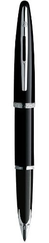 Waterman Carène Black Sea Füller | hochglänzend Schwarz mit Palladiumzierteilen | Füllfederhalter mit feiner Feder | blaue Tinte | Geschenkbox