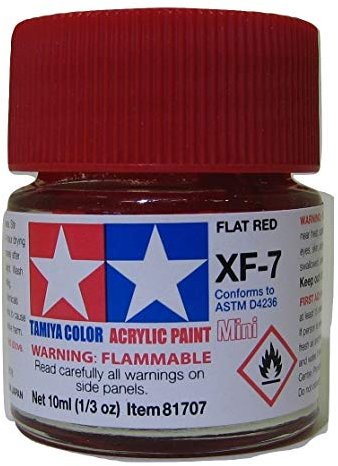 TAMXF7 81707 Acrylic Mini XF7 Flat Red 1/3 oz by Tamiya Paints