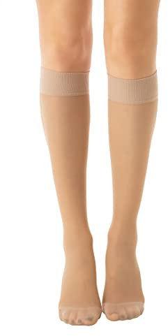 Relaxsan Basic 850 (1 Paar - Hautfarbe 2/M) Stützstrümpfe Damen 18-22 mmHg, Kompressionskniestrümpfe 140 Den
