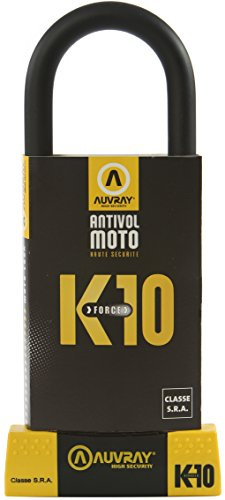 AUVRAY Antivol en U Moto UK10 Homologué SRA – Anse Acier Trempé 18 mm – Double Verrouillage Sécurisé – 2 Clés – Cadenas Moto Haute Sécurité (Jaune, 85x310)