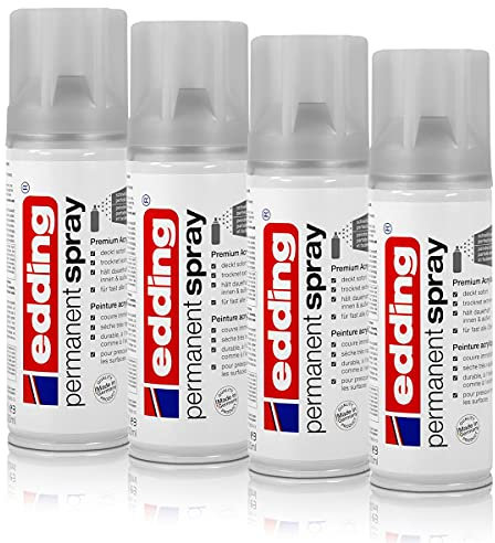 4x edding Permanent Spray Klarlack seidenmatt 200 ml Acryl-Qualität