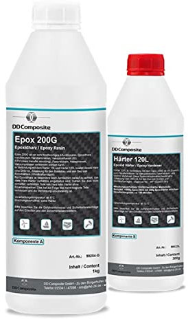 DD Composite Epoxidharz 200G mit Härter 120L 1,3kg Universal-System Beschichtungen Handlaminat Vakuuminfusion Faserwickeln hohe Festigkeit Bootsbau