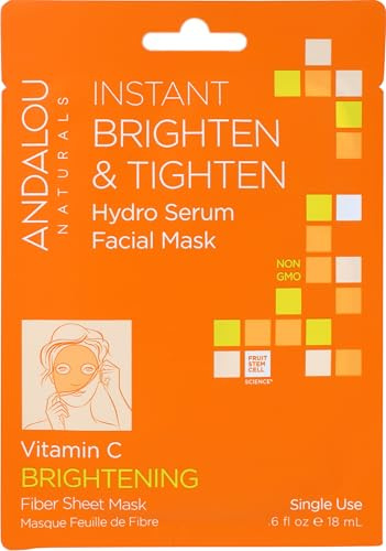 Andalou Naturals Instant Brighten & Tighten Hydro Serum Facial Mask, 0.6 Fluid Ounce