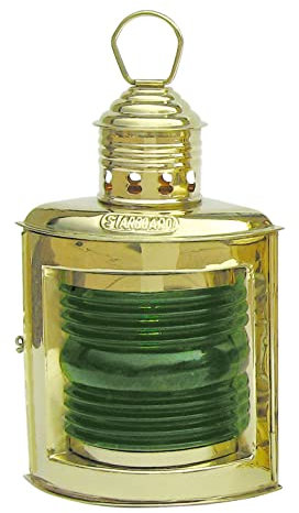 Sea-Club Steuerbordlampe mit Petroleumbrenner Schiffslampen Messing H=23cm
