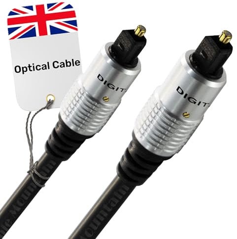 CableMountain Optical Cable 1m, [Alloy Case, 24K Gold-Plated], Digital Optical Audio Cable for Soundbar to TV, Home Theather, PS4, Xbox, Compatible with Samsung/LG/Sony/Philips etc