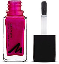 Manhattan Last & Shine Nagellack, Knallig pinker, glänzender Nail Polish für 10 Tage perfekten Halt, Farbe Meow-Tyful 350, 1 x 10ml