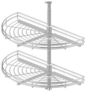 REJS Half Kitchen Cabinet 180 Degree Corner Carousel Storage System (Grey, Ø600)