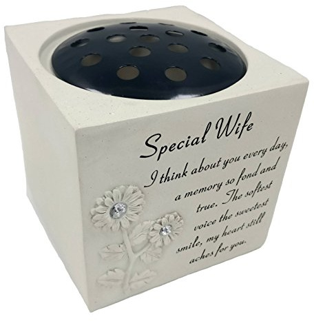Memorial Graveside Pot Verse Flowers Diamante Rose Grave Pot Vase Special Missed - Special Wife