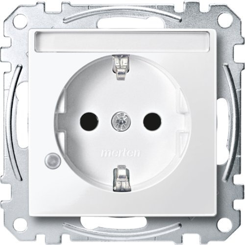 Merten MEG2303-0319 SCHUKO-Steckdose m. Ko.Licht u. Schriftf., BRS, StK, polarweiß glänzend, Sys. M