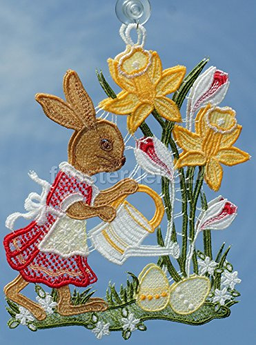 Fensterbild Osterzeit Plauener Spitze®, Größe 24 cm, 7-farbig