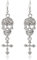 Silver Earrings Cool Gothic Punk Style Skull Cross Shaped With Diamond Long Dangle Earrings for Women