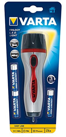 Varta Trilogy LED Light - Linterna de plástico ABS y goma TPR, 3AAA, 16615 m