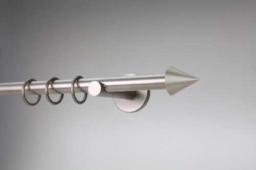 DécoProfi Gardinenstangen Matt-Silber 1-läufig Ø 16 mm L: 360 cm I Knauf Gardinen/Vorhangstange im Set I Inklusive Träger, Befestigung und Endstücke I Wandbefestigung
