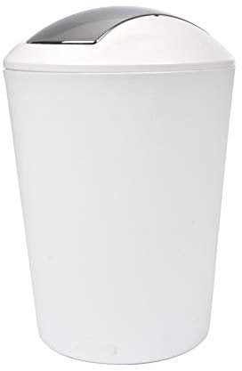 douceur d'intérieur, Poubelle Flic Flac (5.6 L) Vitamine Sdb Blanc, Plastique Uni