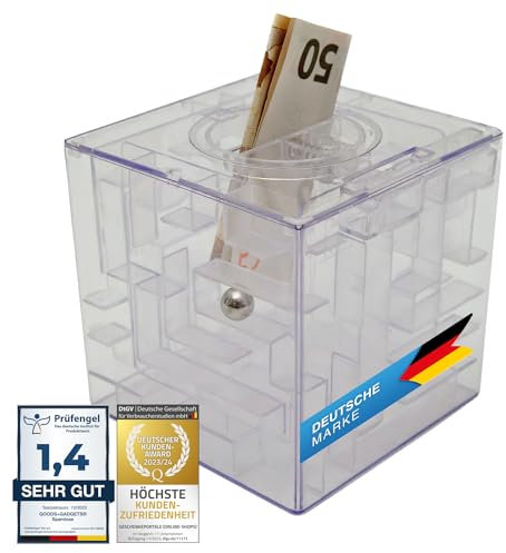 Spardose mit 3D-Kugel-Labyrinth Geschicklichkeitsspiel Sparschwein für Geldgeschenke Geocaching