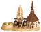 Volkskunstwerkstatt Unger Kurrendebrettchen mit Seiffener Kirche für Teelicht - Original Erzgebirge® #0439