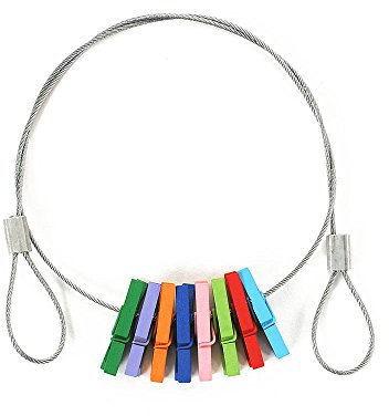 HAB & GUT -MC401- Fotoleine aus Stahl 50 cm mit 8 farbigen Mini-Holzklammern