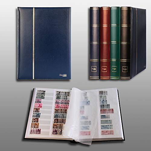 Prophila Collection 60 weiße Geteilte Seiten Briefmarkenalbum Einsteckbuch wattierter Blauer Einband