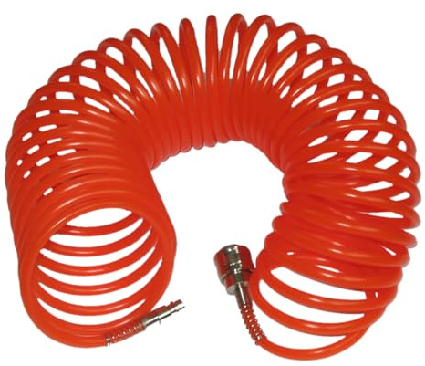 SW-Stahl 25040L Druckluft-Spiralschlauch - 10m Luftschlauch mit 1/4 | Pneumatikschlauch mit 6mm Innendurchmesser, 8mm Außendurchmesser, inklusive Schnellkupplungen, bis 10 bar Betriebsdruck