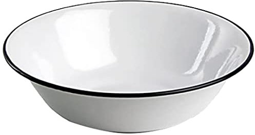 Strider Blue Rim Enamel Bowl 16cm | Rustic, Alloy Steel, 500ml, Ideal for Casual Dining & Camping