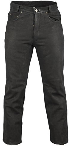 MDM Lederjeans Bikerjeans Western Nubuk Leder schwarz Motorradjeans Hose Lederhose (32)