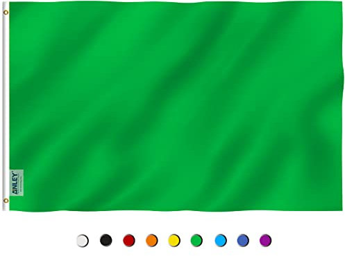 Anley Fly Breeze 3x5 Piedi Bandiera Verde - Colore Vivido e Resistente Ai Raggi UV - Testata in Tela E Doppie Cuciture - Bandiera Verde Tinta Unita Poliestere Anelli Ottone 3 X 5 Piedi