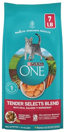 Purina ONE Natural Dry Cat Food, Tender Selects Blend With Real Salmon - 7 lb. Bag