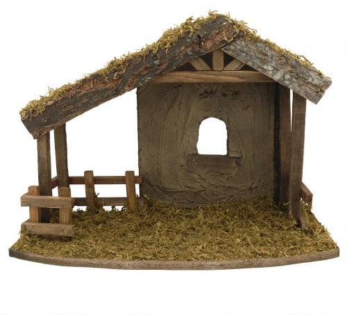 Fontanini by Roman, Stable with a Fence, 5 Collection, Nativity Stable Figure and Accessories, Hand Sculpted and Painted