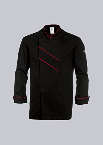 BP Gourmet 1538-400-3281 Kochjacke - Langarm - Mit Lüftungsschlitzen - Normale Passform - Größe: 54 - Farbe: schwarz/rot