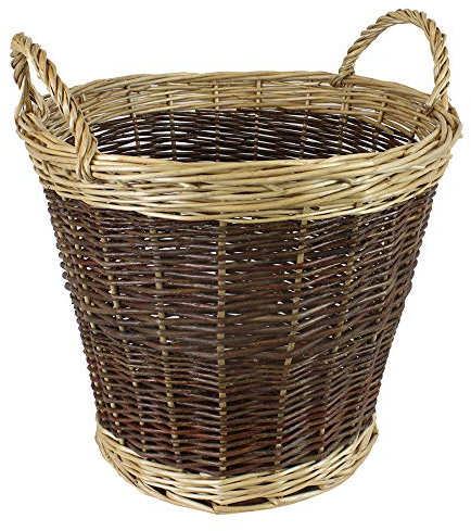 JVL Two Tone Willow Log Basket, 60 x 50 cm