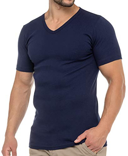 Celodoro Herren Business T-Shirt V-Neck (1er oder 3er Pack) Feinripp Unterhemd Baumwolle