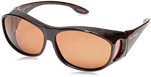 Foster Grant Solar Shield-Arrowhead Polarized Rectangular Fits Over Sunglasses, Tortoise, Medium