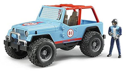 bruder 02541 - Jeep Cross Country Racer blau mit Rennfahrer - 1:16 Geländewagen Auto Offroad-Fahrzeug Rennauto Rennwagen