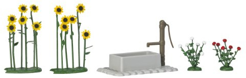 Hornby France - Busch - 1232 - Circuit - Train - Bandeau de tournesols, rose + fontaine