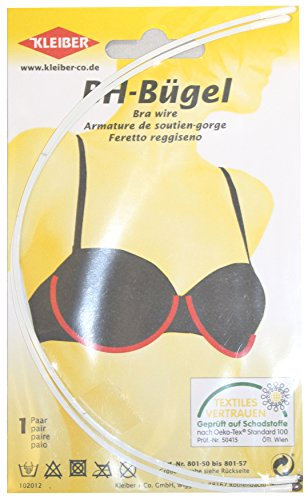 Kleiber Bra Underwires to Fit Size 40DD/42D/44C/46B, Nylon or polyester blend, White, 100 mm