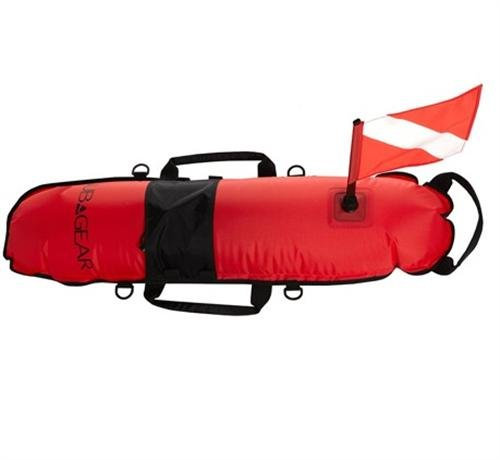 Subgear Oberflächenboje aus Nylon. Länge 85 cm. 5 D-Ringe. 3 Griffe komplett. mit Taucherflagge! - 840.300.000