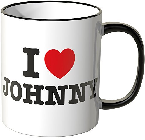 WANDKINGS® Tasse, Spruch: I Love Johnny - SCHWARZ