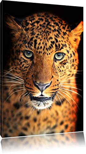Pixxprint Stolzer Leopard, Größe: 100x70cm, Leinwandbild, fertig gespannt, Wandbild, Dekoration, Kunstdruck, kein Poster