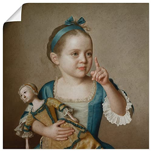 ARTland Poster Kunstdruck Wandposter Bild ohne Rahmen 30x30 cm Portrait Kind Kleid Schleife Mädchen mit Puppe Rokoko Jean Etienne Liotard T7ZF